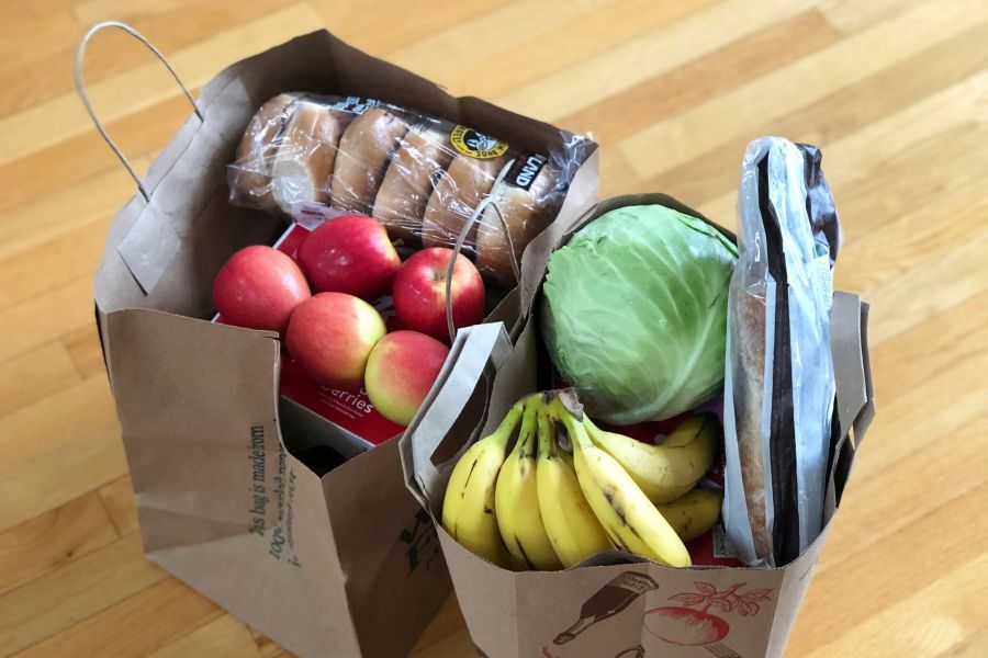 bags of donated groceries